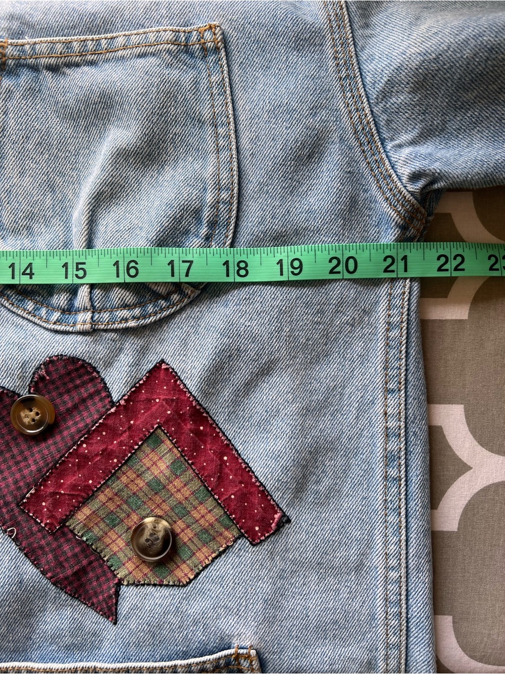 Sun Belt Denim Jacket with Corduroy Collar and Patchwork Details - Picture 8 of 8